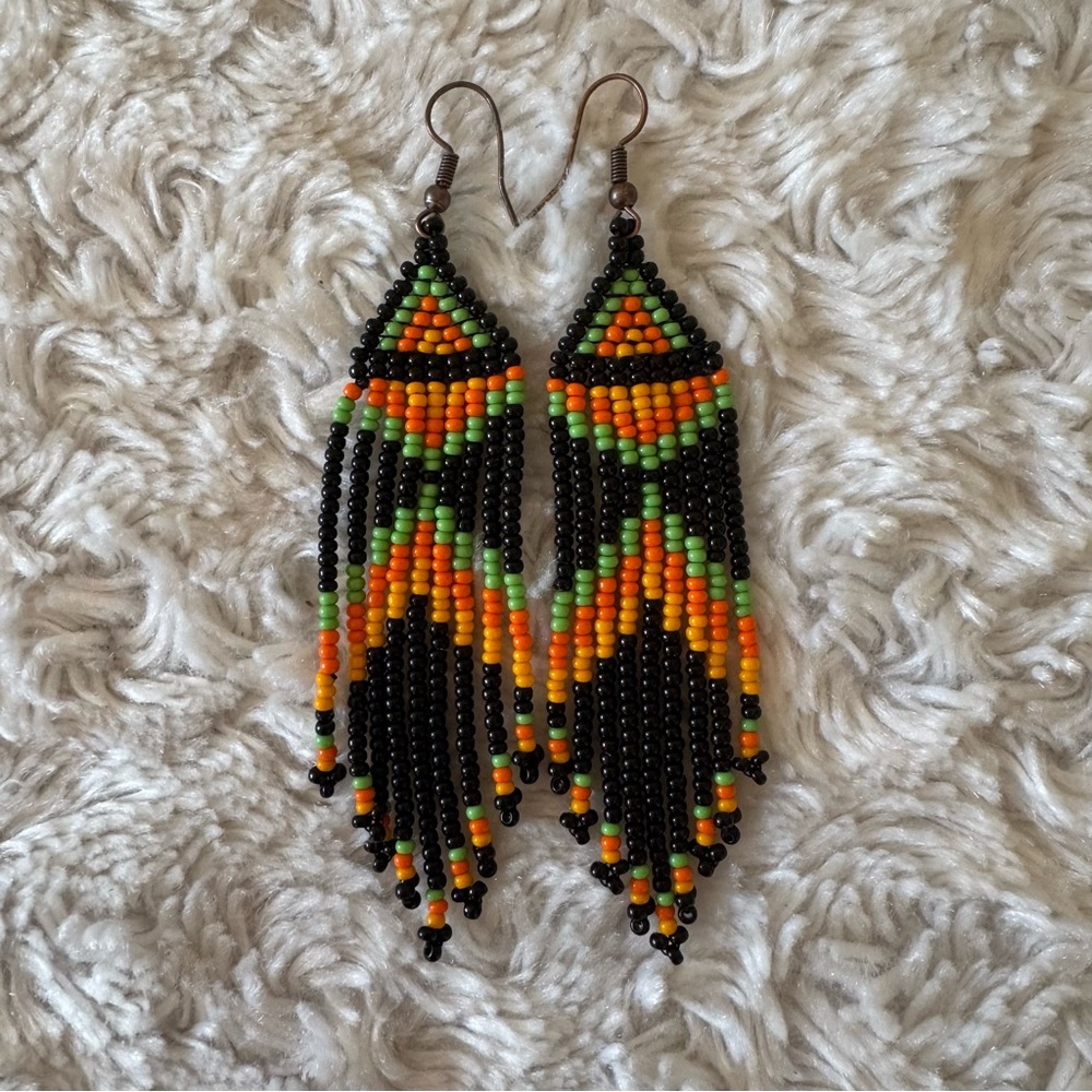 Vibrant Beaded Earrings - Handmade